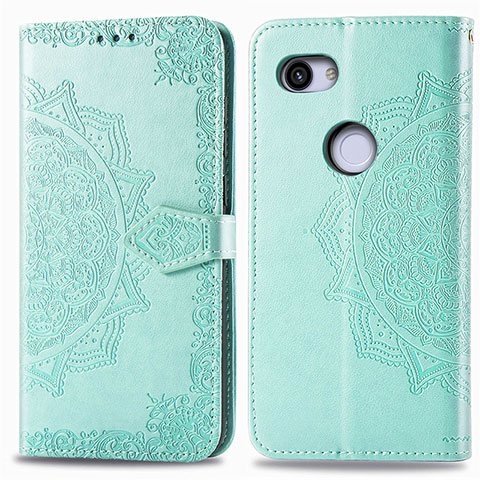 Custodia Portafoglio In Pelle Fantasia Modello Cover con Supporto S07D per Google Pixel 3a XL Verde