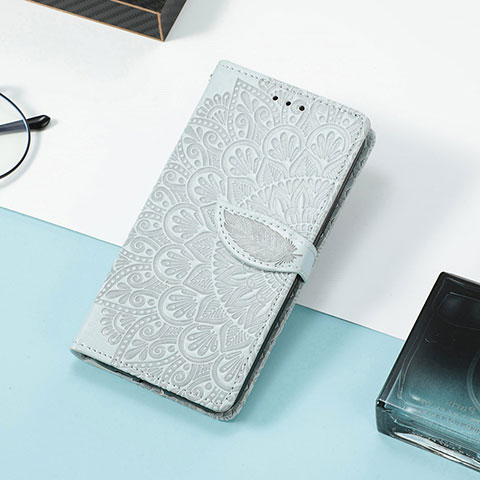 Custodia Portafoglio In Pelle Fantasia Modello Cover con Supporto S08D per Huawei P40 Lite E Grigio