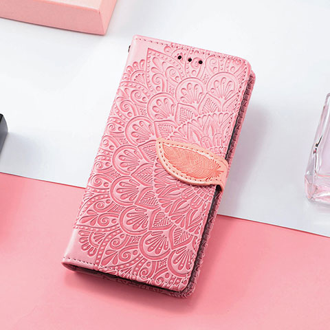 Custodia Portafoglio In Pelle Fantasia Modello Cover con Supporto S08D per Huawei Y7p Oro Rosa