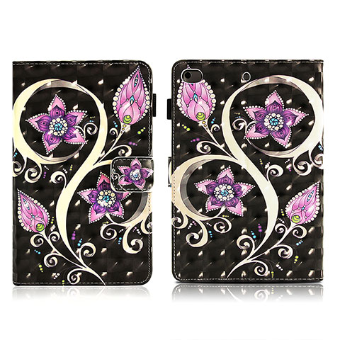 Custodia Portafoglio In Pelle Fantasia Modello Cover con Supporto Y01B per Apple iPad Mini 4 Nero