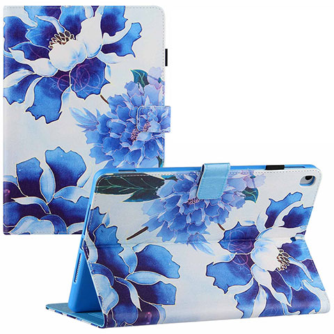 Custodia Portafoglio In Pelle Fantasia Modello Cover con Supporto Y02B per Apple iPad Pro 10.5 Blu