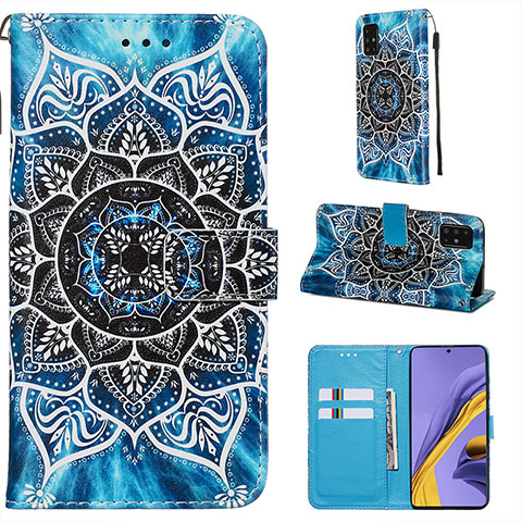 Custodia Portafoglio In Pelle Fantasia Modello Cover con Supporto Y02B per Samsung Galaxy A51 4G Multicolore