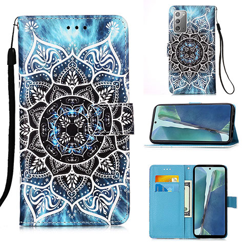 Custodia Portafoglio In Pelle Fantasia Modello Cover con Supporto Y02B per Samsung Galaxy Note 20 5G Multicolore