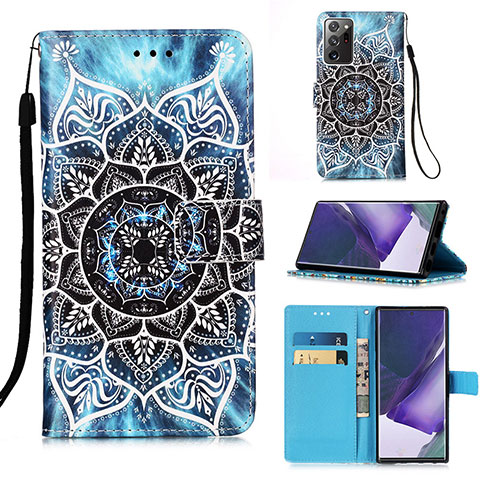 Custodia Portafoglio In Pelle Fantasia Modello Cover con Supporto Y02B per Samsung Galaxy Note 20 Ultra 5G Multicolore