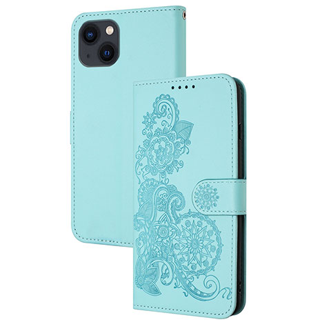 Custodia Portafoglio In Pelle Fantasia Modello Cover con Supporto Y02X per Apple iPhone 14 Plus Cielo Blu