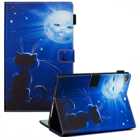 Custodia Portafoglio In Pelle Fantasia Modello Cover con Supporto Y03B per Apple iPad Air 2 Blu