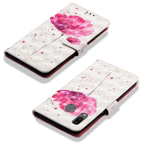 Custodia Portafoglio In Pelle Fantasia Modello Cover con Supporto Y03B per Samsung Galaxy M10S Rosa