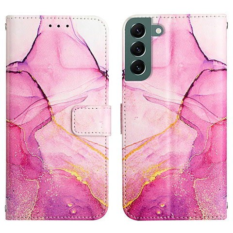 Custodia Portafoglio In Pelle Fantasia Modello Cover con Supporto Y03B per Samsung Galaxy S22 5G Rosa Caldo