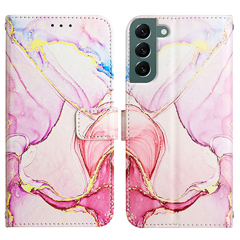 Custodia Portafoglio In Pelle Fantasia Modello Cover con Supporto Y03B per Samsung Galaxy S23 5G Rosa