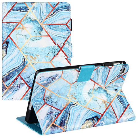 Custodia Portafoglio In Pelle Fantasia Modello Cover con Supporto Y04B per Apple iPad Mini 4 Azzurro
