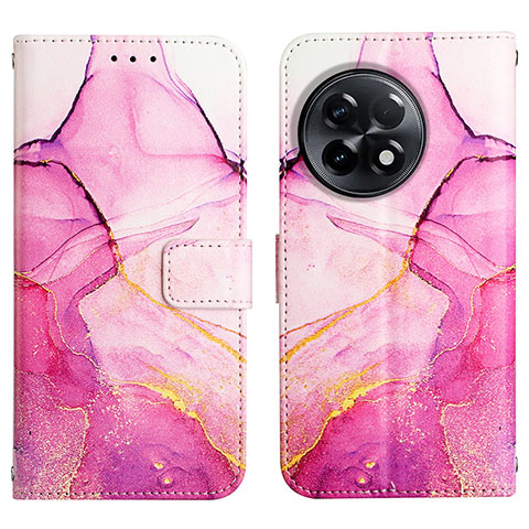 Custodia Portafoglio In Pelle Fantasia Modello Cover con Supporto Y04B per OnePlus 11R 5G Rosa Caldo