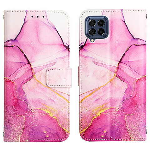 Custodia Portafoglio In Pelle Fantasia Modello Cover con Supporto Y04B per Samsung Galaxy M33 5G Rosa Caldo