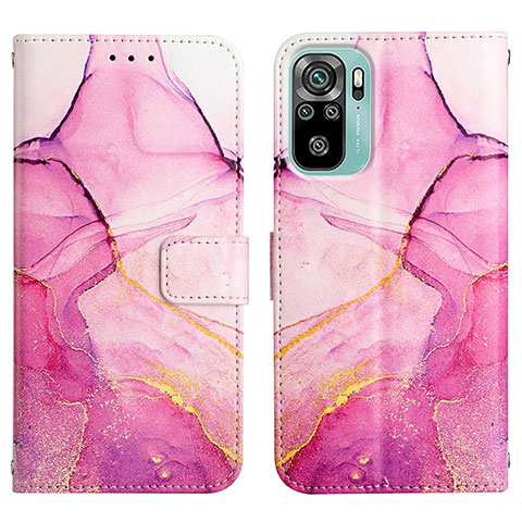 Custodia Portafoglio In Pelle Fantasia Modello Cover con Supporto Y04B per Xiaomi Poco M5S Rosa Caldo