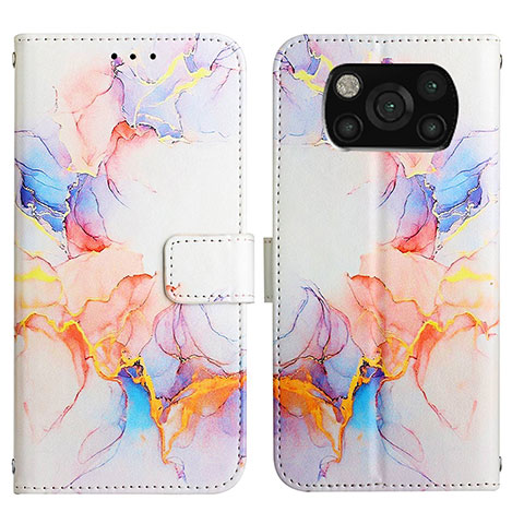 Custodia Portafoglio In Pelle Fantasia Modello Cover con Supporto Y04B per Xiaomi Poco X3 Blu