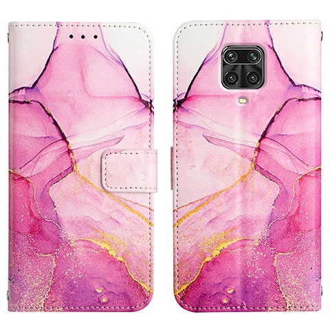 Custodia Portafoglio In Pelle Fantasia Modello Cover con Supporto Y04B per Xiaomi Redmi Note 9S Rosa Caldo