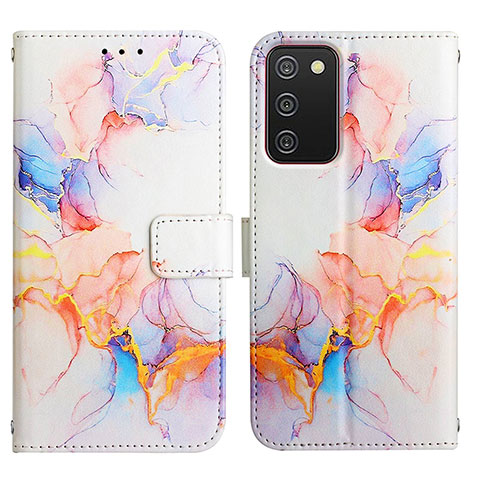 Custodia Portafoglio In Pelle Fantasia Modello Cover con Supporto Y05B per Samsung Galaxy A02s Blu