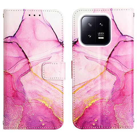 Custodia Portafoglio In Pelle Fantasia Modello Cover con Supporto YB4 per Xiaomi Mi 13 Pro 5G Rosa Caldo