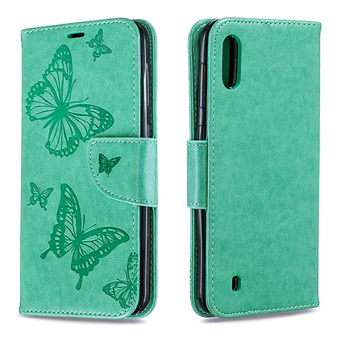 Custodia Portafoglio In Pelle Farfalla Cover con Supporto B01F per Samsung Galaxy A10 Verde