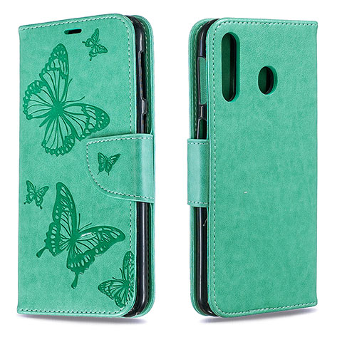 Custodia Portafoglio In Pelle Farfalla Cover con Supporto B01F per Samsung Galaxy A40s Verde