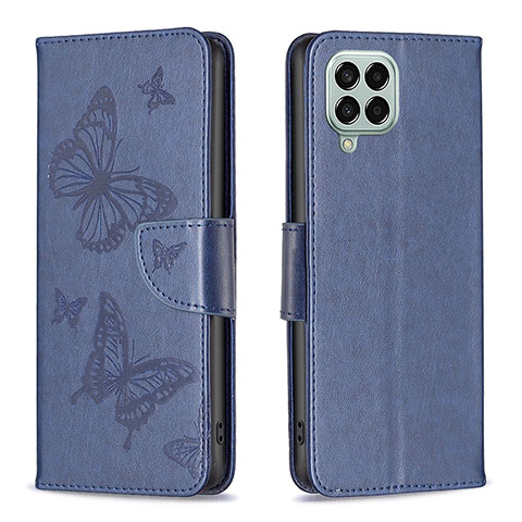 Custodia Portafoglio In Pelle Farfalla Cover con Supporto B01F per Samsung Galaxy M33 5G Blu