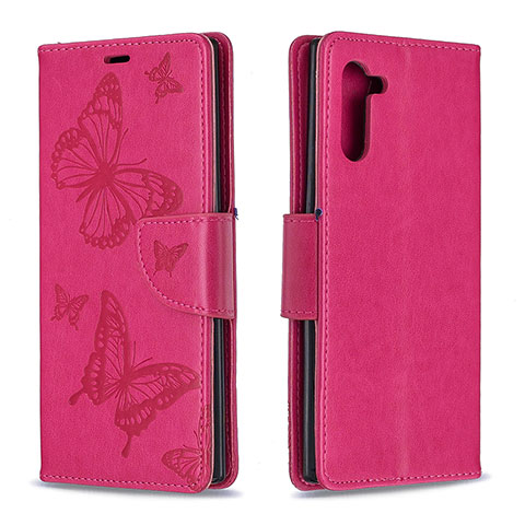 Custodia Portafoglio In Pelle Farfalla Cover con Supporto B01F per Samsung Galaxy Note 10 5G Rosa Caldo