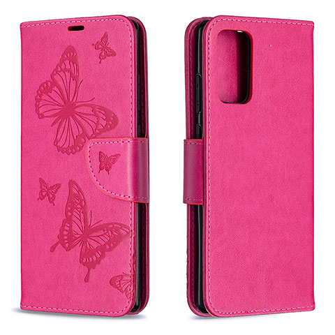 Custodia Portafoglio In Pelle Farfalla Cover con Supporto B01F per Samsung Galaxy Note 20 5G Rosa Caldo