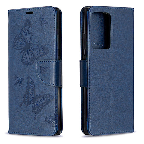 Custodia Portafoglio In Pelle Farfalla Cover con Supporto B01F per Samsung Galaxy Note 20 Ultra 5G Blu