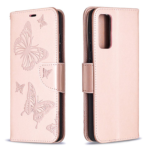 Custodia Portafoglio In Pelle Farfalla Cover con Supporto B01F per Samsung Galaxy S20 FE (2022) 5G Oro Rosa