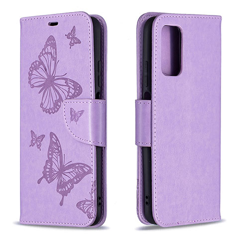 Custodia Portafoglio In Pelle Farfalla Cover con Supporto B01F per Xiaomi Poco M3 Lavanda