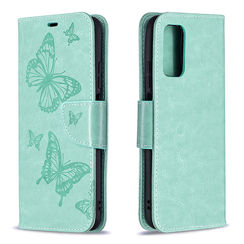 Custodia Portafoglio In Pelle Farfalla Cover con Supporto B01F per Xiaomi Poco M3 Verde