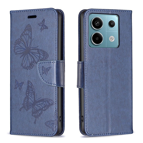 Custodia Portafoglio In Pelle Farfalla Cover con Supporto B01F per Xiaomi Redmi Note 13 Pro 5G Blu