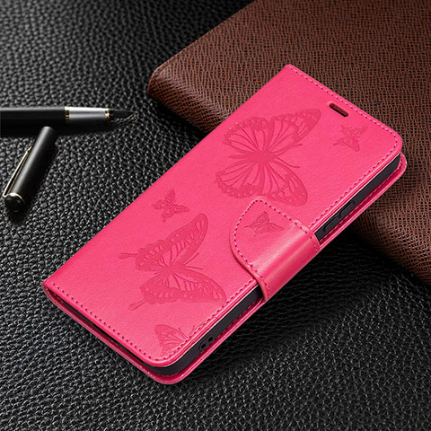 Custodia Portafoglio In Pelle Farfalla Cover con Supporto B13F per Samsung Galaxy S21 Plus 5G Rosa Caldo