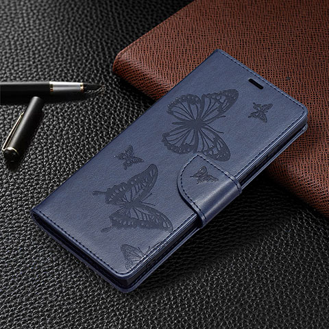 Custodia Portafoglio In Pelle Farfalla Cover con Supporto B13F per Samsung Galaxy S21 Ultra 5G Blu