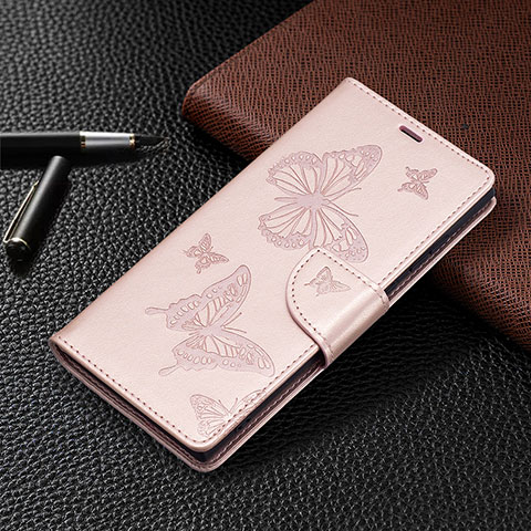 Custodia Portafoglio In Pelle Farfalla Cover con Supporto B13F per Samsung Galaxy S22 Ultra 5G Oro