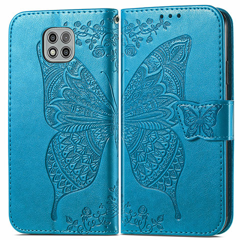 Custodia Portafoglio In Pelle Farfalla Cover con Supporto per Motorola Moto G Power (2021) Blu