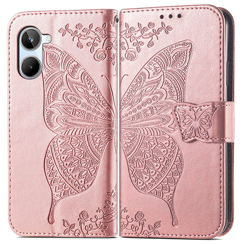 Custodia Portafoglio In Pelle Farfalla Cover con Supporto per Realme 10 Pro 5G Oro Rosa