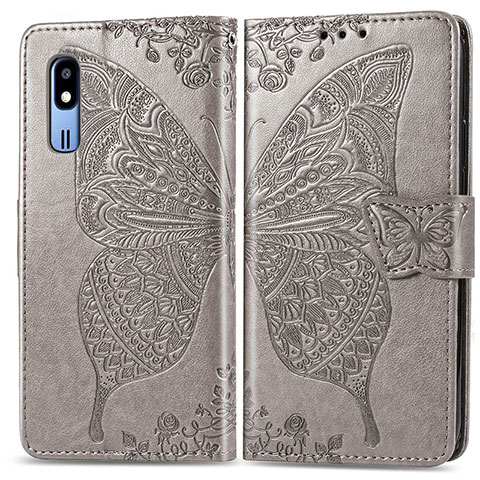 Custodia Portafoglio In Pelle Farfalla Cover con Supporto per Samsung Galaxy A2 Core A260F A260G Grigio