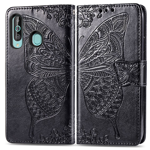 Custodia Portafoglio In Pelle Farfalla Cover con Supporto per Samsung Galaxy A60 Nero