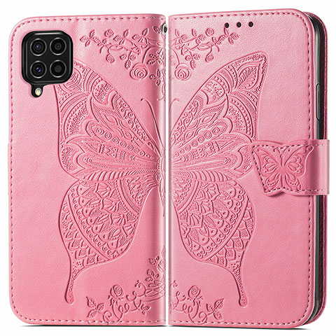 Custodia Portafoglio In Pelle Farfalla Cover con Supporto per Samsung Galaxy M62 4G Rosa Caldo
