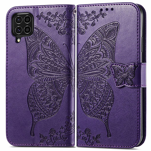 Custodia Portafoglio In Pelle Farfalla Cover con Supporto per Samsung Galaxy M62 4G Viola