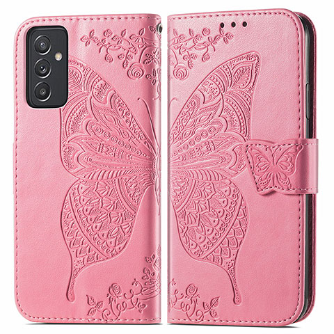 Custodia Portafoglio In Pelle Farfalla Cover con Supporto per Samsung Galaxy Quantum2 5G Rosa Caldo