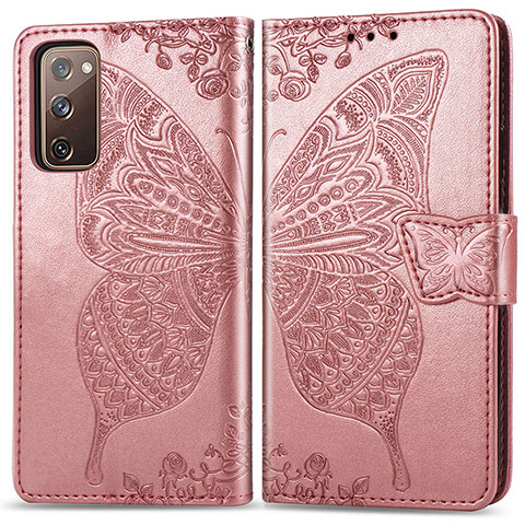 Custodia Portafoglio In Pelle Farfalla Cover con Supporto per Samsung Galaxy S20 FE 5G Rosa