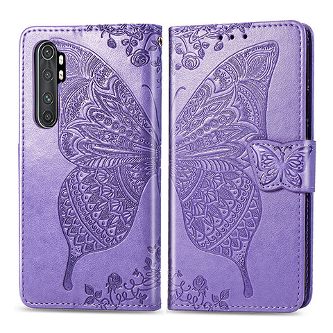 Custodia Portafoglio In Pelle Farfalla Cover con Supporto per Xiaomi Mi Note 10 Lite Lavanda