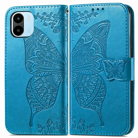 Custodia Portafoglio In Pelle Farfalla Cover con Supporto per Xiaomi Redmi A2 Plus Blu