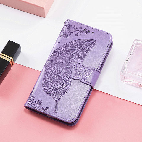 Custodia Portafoglio In Pelle Farfalla Cover con Supporto S01D per Samsung Galaxy M13 4G Lavanda