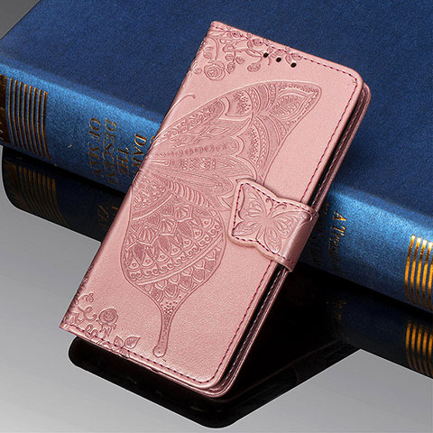 Custodia Portafoglio In Pelle Farfalla Cover con Supporto S01D per Samsung Galaxy S21 Ultra 5G Rosa
