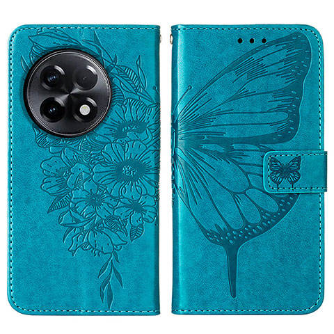 Custodia Portafoglio In Pelle Farfalla Cover con Supporto Y01B per OnePlus Ace 2 5G Blu