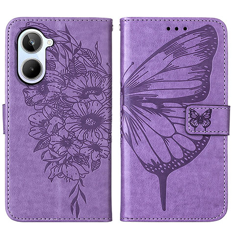 Custodia Portafoglio In Pelle Farfalla Cover con Supporto Y01B per Realme 10 4G Lavanda