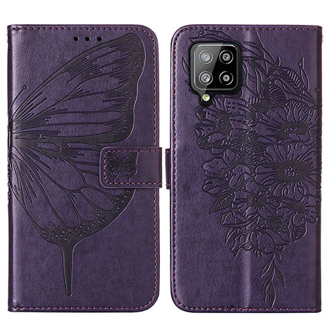 Custodia Portafoglio In Pelle Farfalla Cover con Supporto Y01B per Samsung Galaxy A42 5G Viola