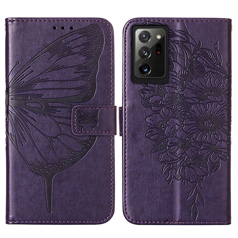 Custodia Portafoglio In Pelle Farfalla Cover con Supporto Y01B per Samsung Galaxy Note 20 Ultra 5G Viola